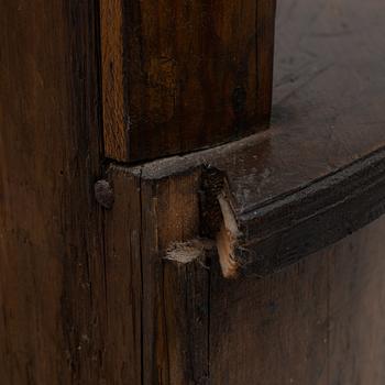 Corner cupboard, folk art, circa 1800.