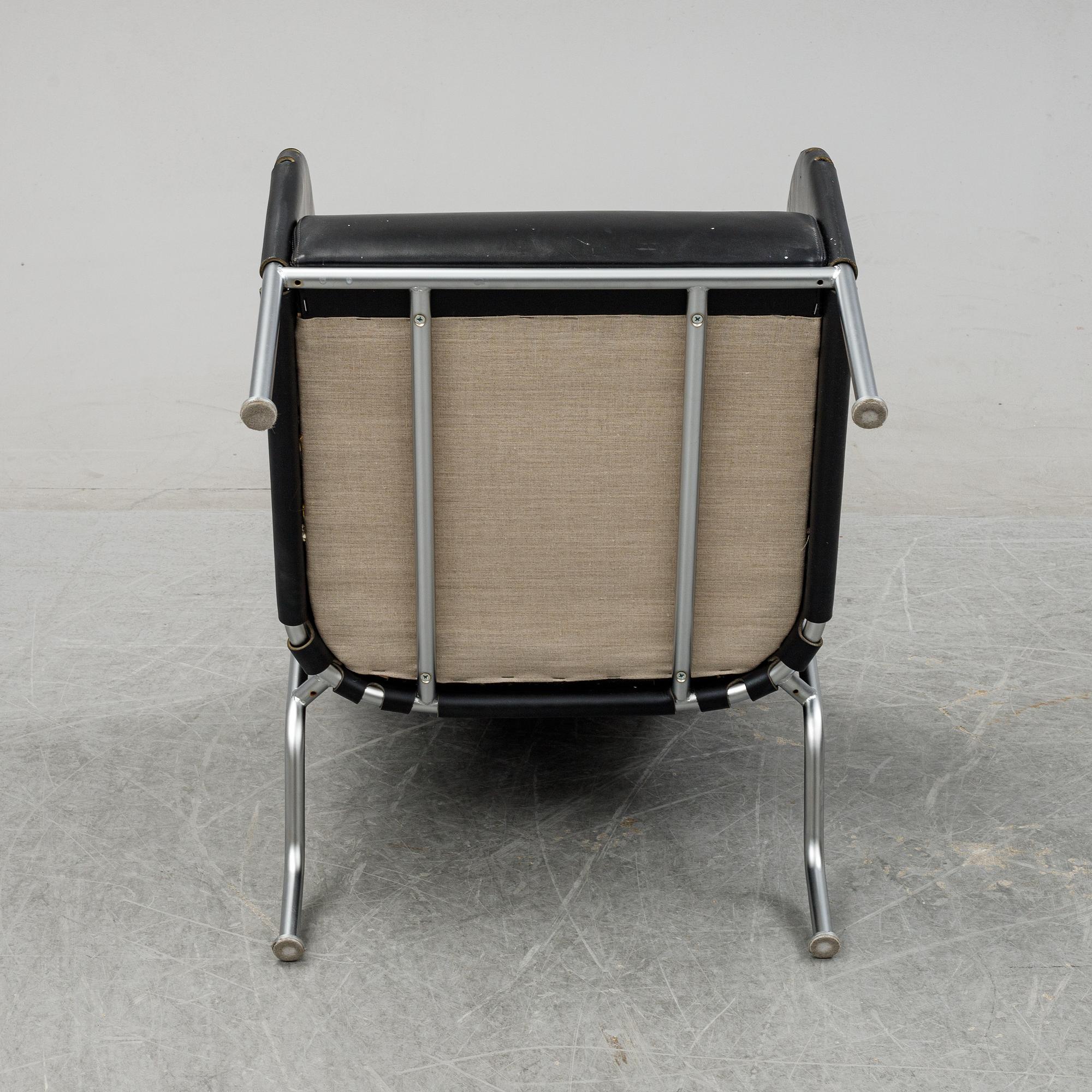 Mats Theselius, a 'Bruno' tubular steel and leather lounge chair, Källemo AB, designed in 1997.