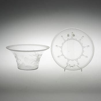SKÅL MED FAT, glas. Lars Kjellander, 1920-30-tal.