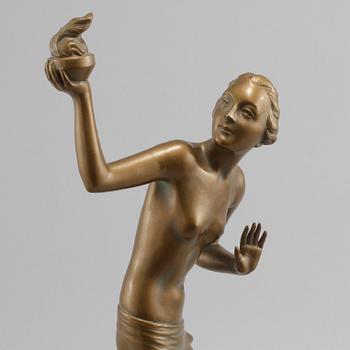 FIGURIN, guldpatinerad metall, art deco, 1920-30-tal.