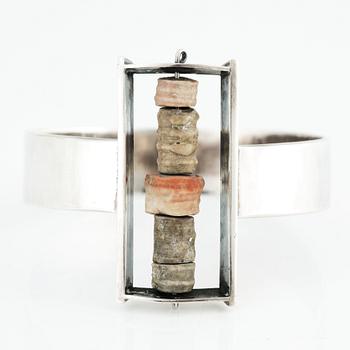 Inga-Britt "Ibe" Dahlquist, a sterling silver necklace, brooch (Olof Barve), earrings and a bangle executed in her own studio Malmö 1958-1959.