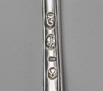 A Norwegian 18th century silver serving-spoon, makers mark of Peter Pettersson, Christiana, Norge, 1798.