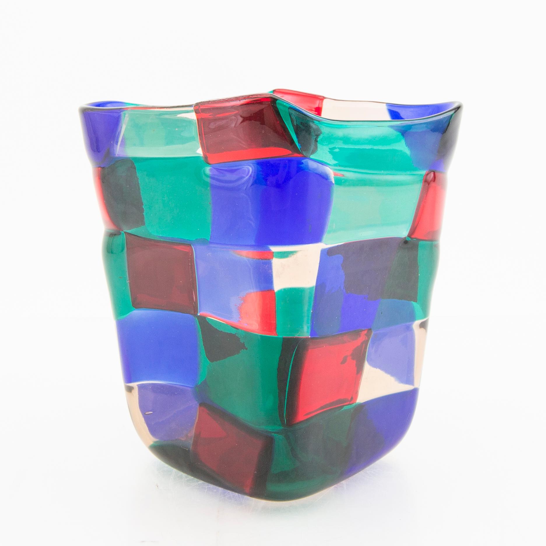 Fulvio Bianconi, a Pezzato glas vase from Venini Italy mid 1900s.