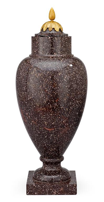 A Swedish early 19th century porphyry urn.