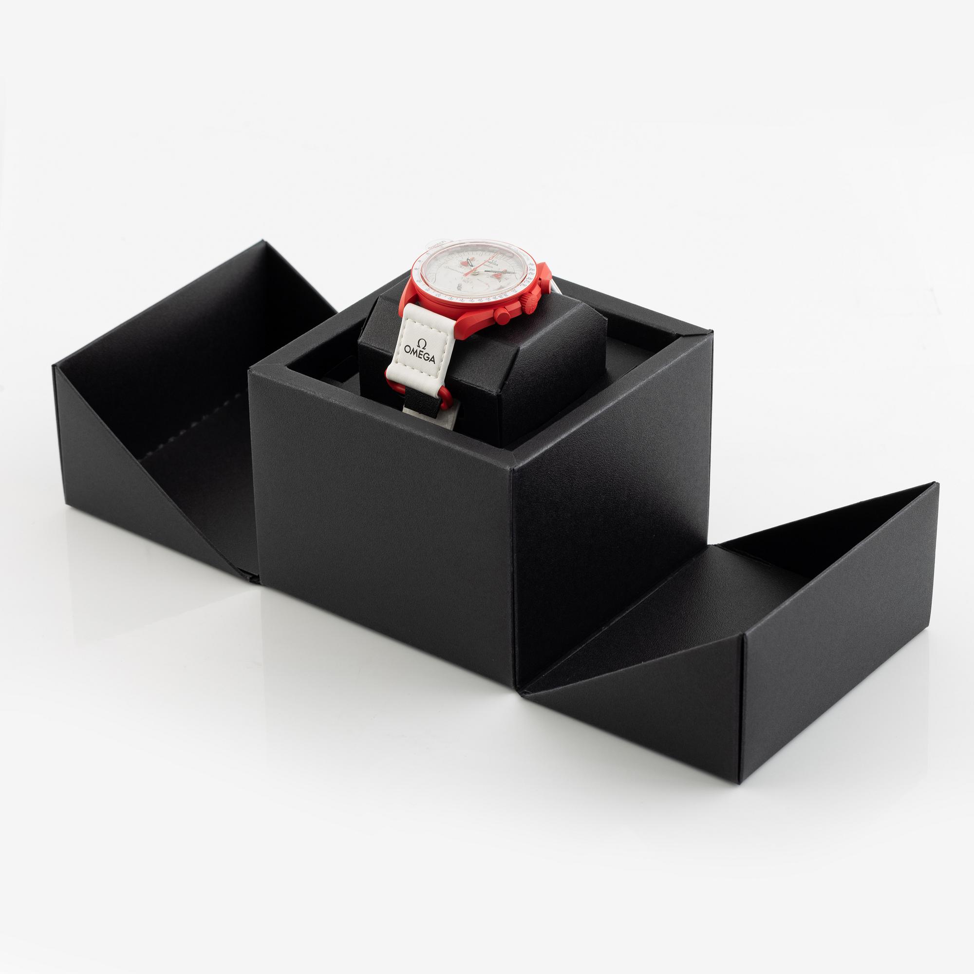 Swatch/Omega, MoonSwatch, Mission to Mars, kronograf, armbandsur, 42 mm.