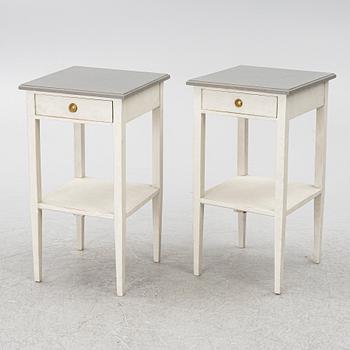 Bedside tables, a pair, first half of the 20th century.