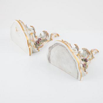 A pair of porcelain wall brackets, Königliche Porzellanmanufaktur (KPM), Berlin, circa 1900.