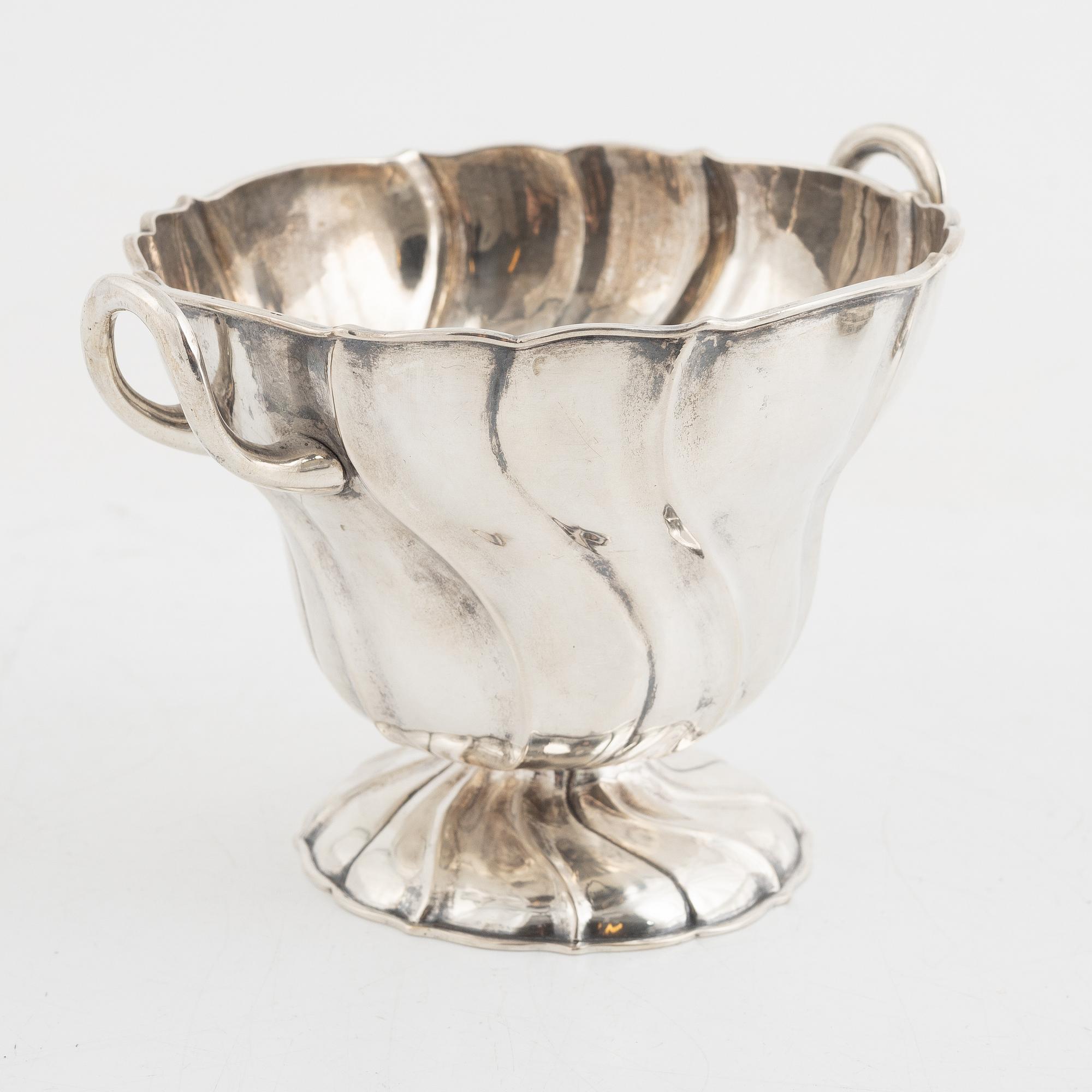 A silver bowl and a box with cover, including Denmark, mid 19th Century.