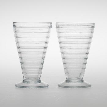 SERVISDELAR, glas, 27 st, "Böljeblick" Aino Aalto, Karhula och Riihimäki 1930-1980-tal.
