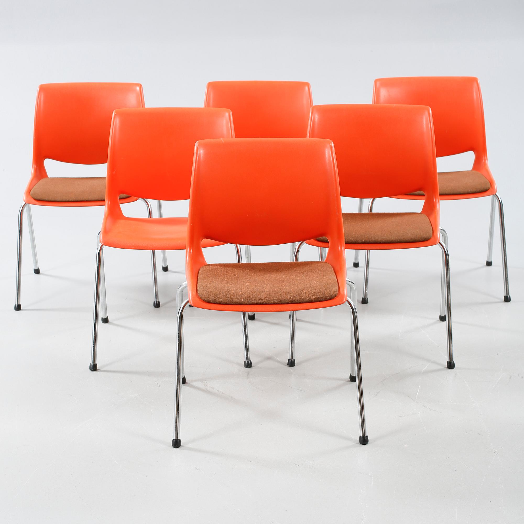 BENDT WINGE, stolar, 3+3 st, "R-48", Romo Fabrikker/Nordic Comfort Products, 1970-tal.