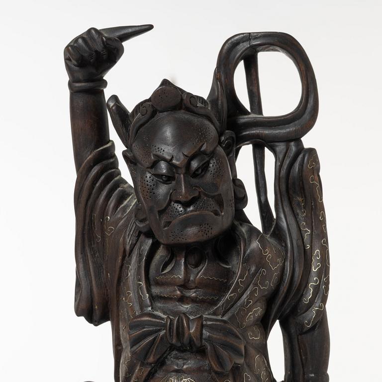 A pair of Chinese hardwood figures, 20th century.