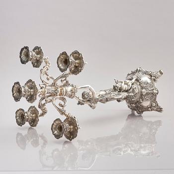 Lale Silverware & Co Ltd, femarmade kandelabrar, tre stycken, sterling silver, Istanbul, Turkiet 1900-tal.