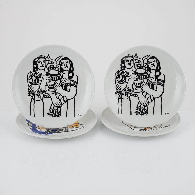 Fernand Léger, efter. Tallrikar, 8 st, porslin, Biot, Frankrike.