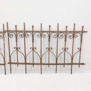 Wrought iron fence, 2 parts, 20th century.