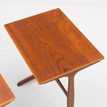 Ole Wanscher, a three-piece nesting table, A.J. Iwersen, Copenhagen, Denmark, mid 20th century.