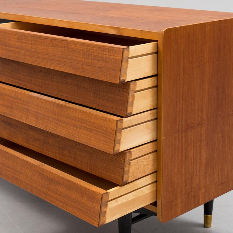 A 1950s / 60s Nils Jonsson sideboard veneered with teak model 222 from Hugo Troeds in Bjärnum.