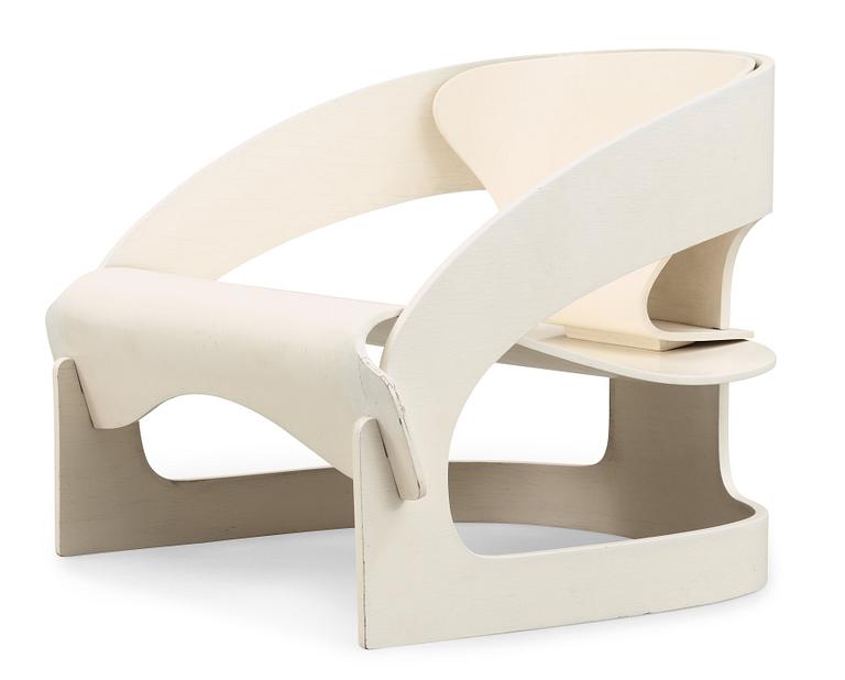 A Joe Colombo white lacquered easy chair, model no 4801, Kartell, Italy 1960's.