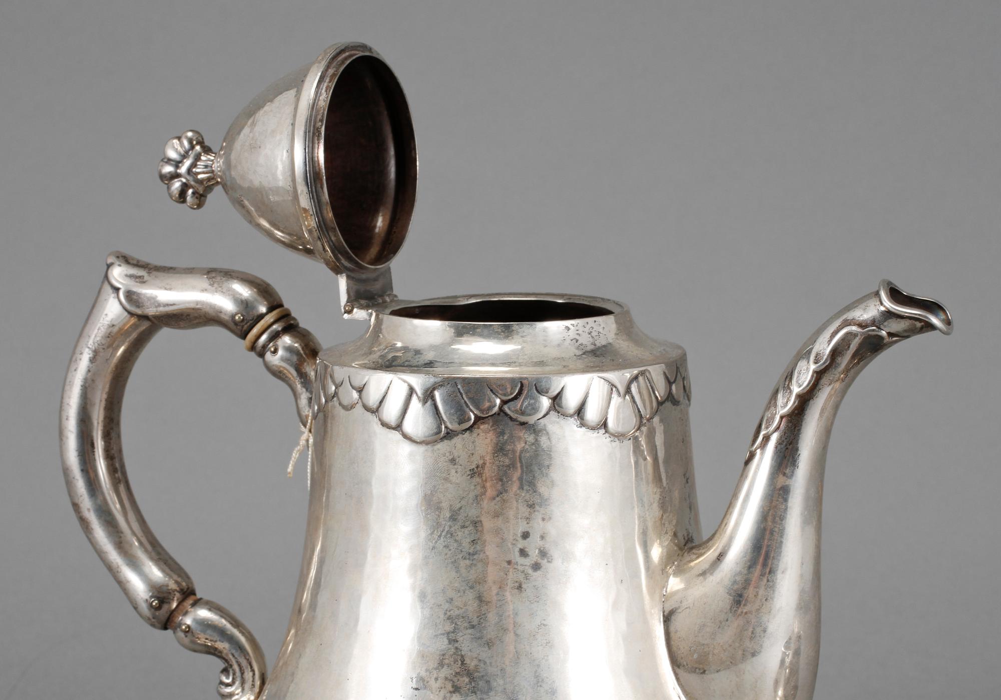 KAFFESERVIS, 3 delar, silver, Christian F Heise, Köpenhamn, 1923, vikt 763 g.