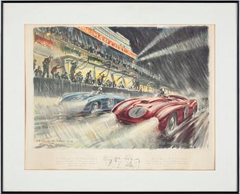 Georges "Geo Ham" Hamel · GEO HAM, grafiskt blad, "du MANS 1954", Paris. Imp. et Éditions A.A.T. Thivillier, Paris