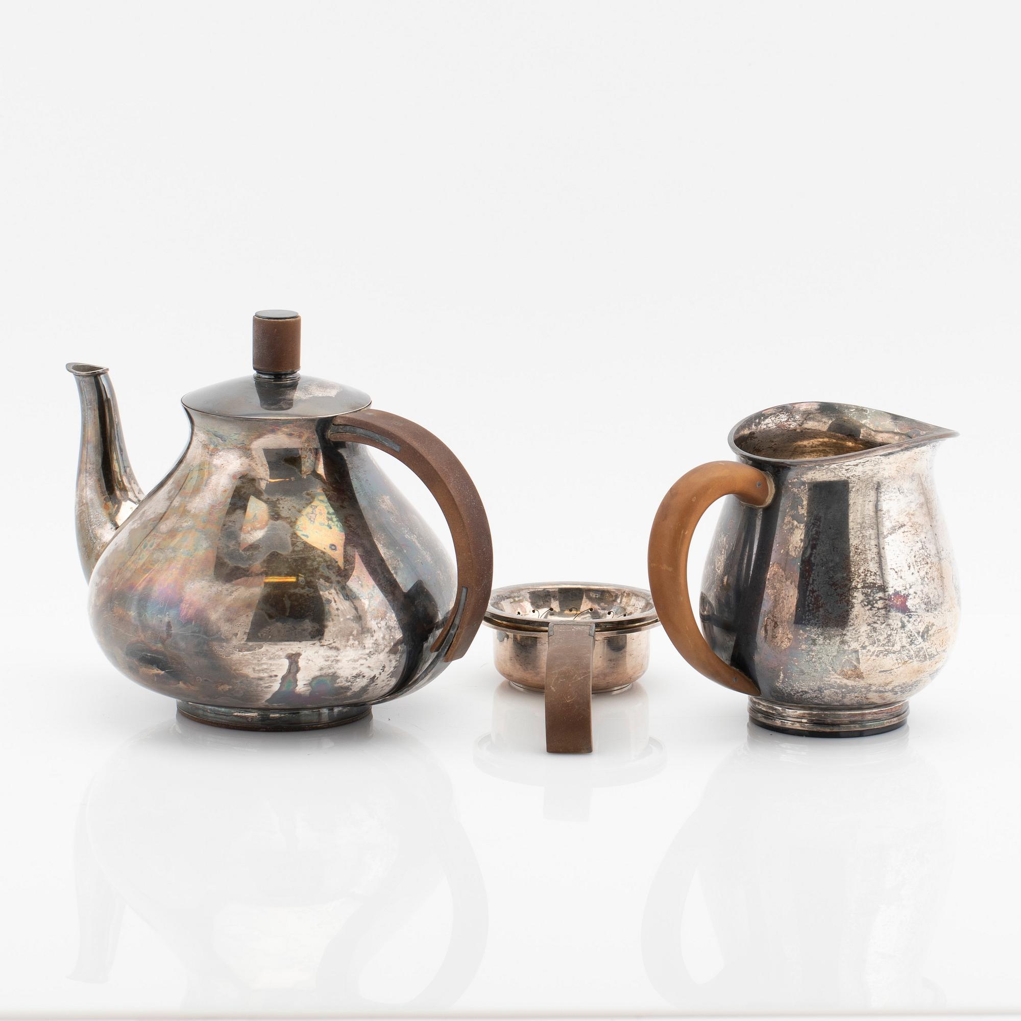 Fritz Hingelberg, Aarhus Denmark, tea service sterling three pieces.