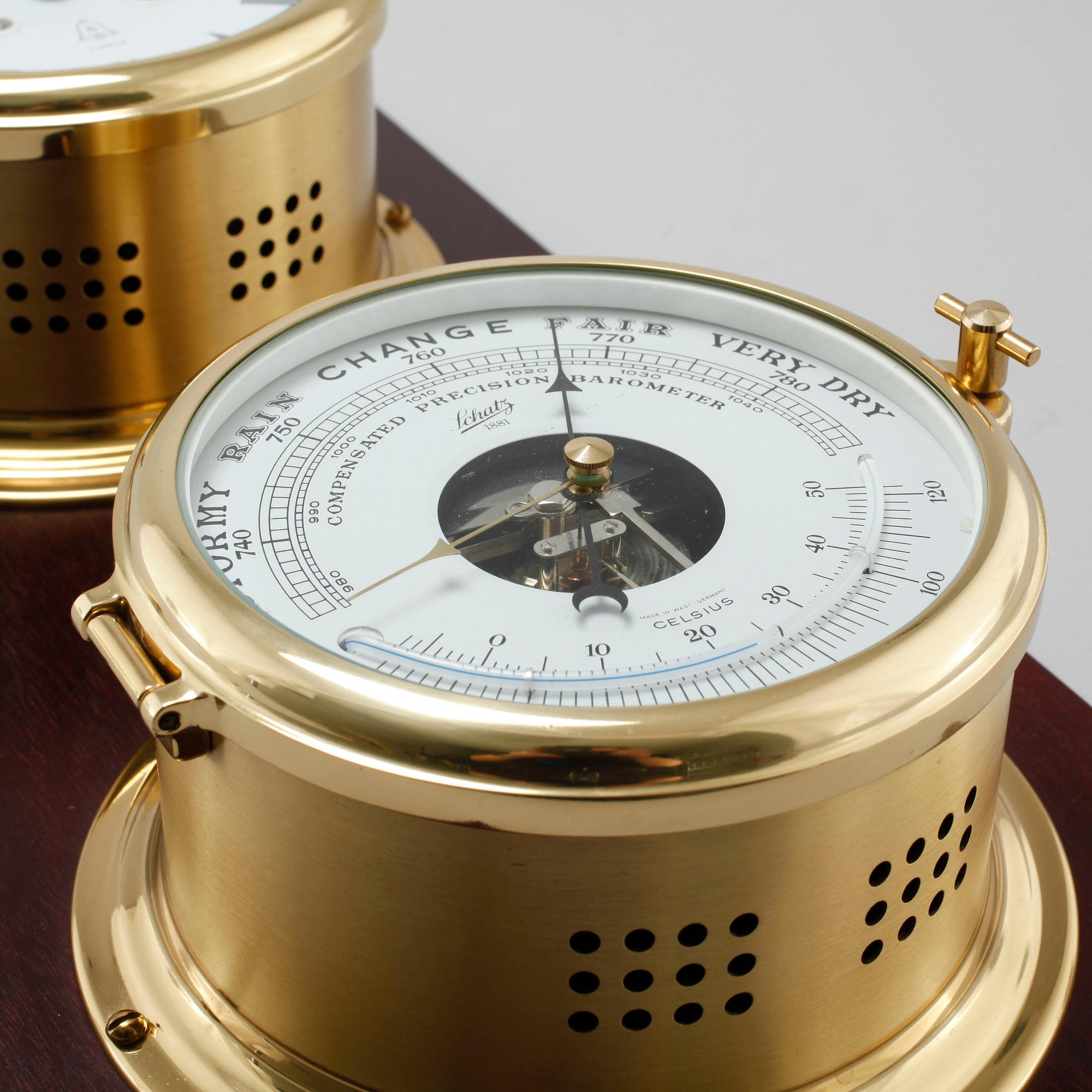 A barometer and clock by Schatz, Germany, second half of the 20th century.