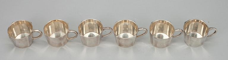 PUNCHBÄGARE, 6 st. Nysilver. Sigvard Bernadotte, Gense.