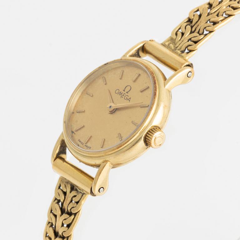 Omega, wristwatch, 14K gold, 18K gold bracelet, 21.5 mm.