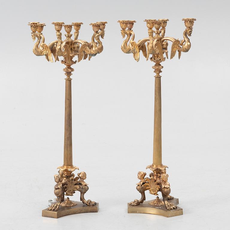 Kandelabrar, ett par, empirestil, 1900-tal.