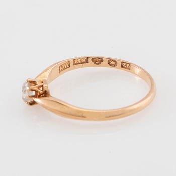Ring 18K guld med en ovalt gammalslipad diamant, Karl Anderson  Stockholm 1902.
