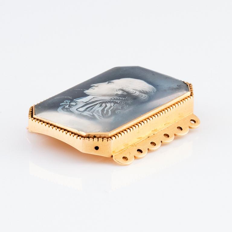 Miniatyrporträtt daterad 1788 infattad i halssmycke, 14 K guld, sannolikt Frankrike.