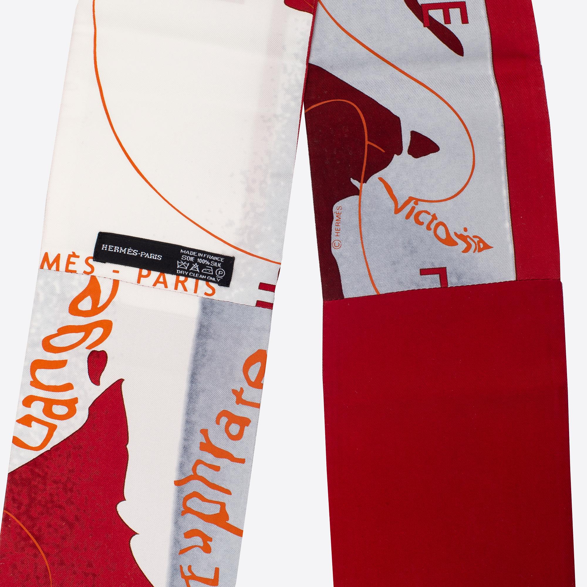 HERMÈS, Twilly scarf, "Le Monde est un fleuve " ( The World is one River), Bali Barret.