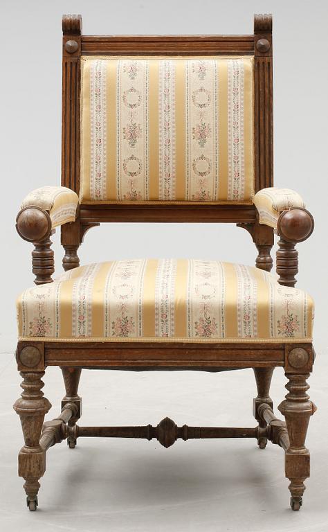FÅTÖLJ, nyrenässans, 1800-talets slut.