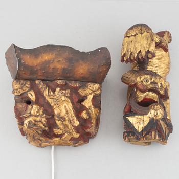 Two wooden carvings, China 20th Century.