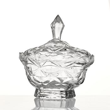 Skål med lock och fat, glas. Anglo-irisk, 1800.