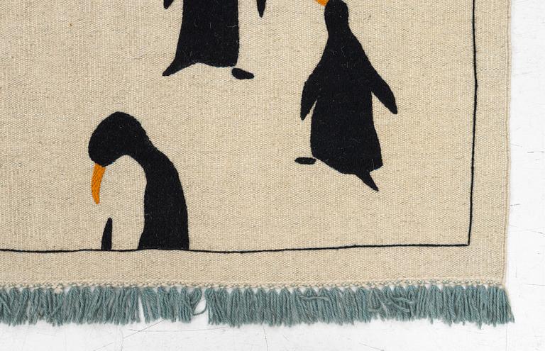 Rug, hand-embroidered Kelim, approx. 173 x 124 cm.