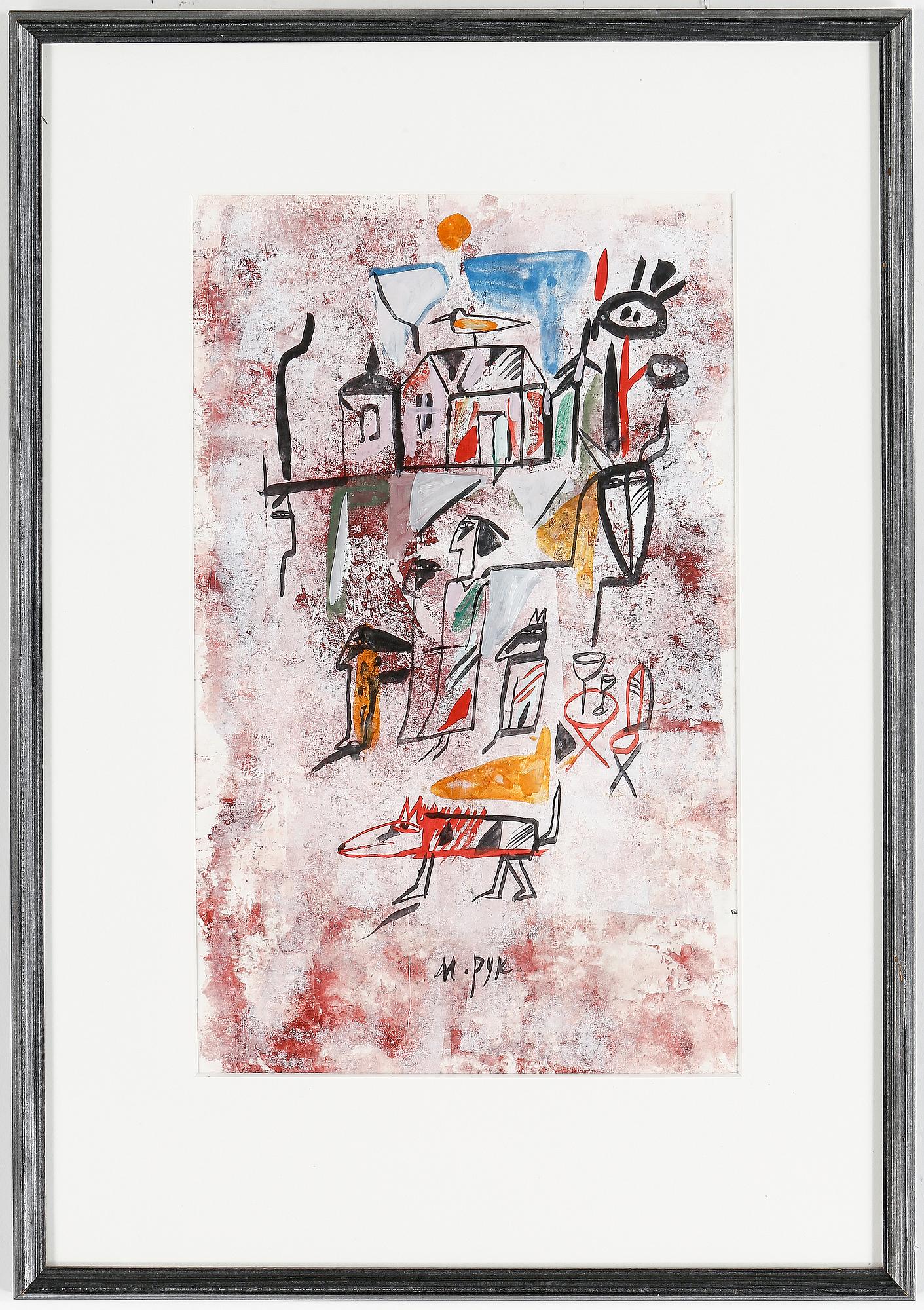 MADELEINE PYK, gouache, signerad.