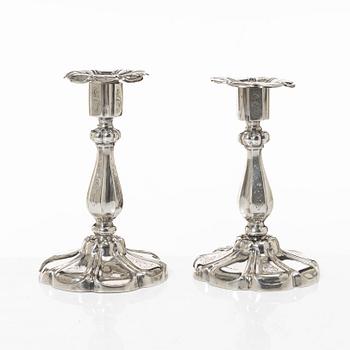 Candelsticks, a pair of silver, Cristopher Creutz Stockholm 1855.