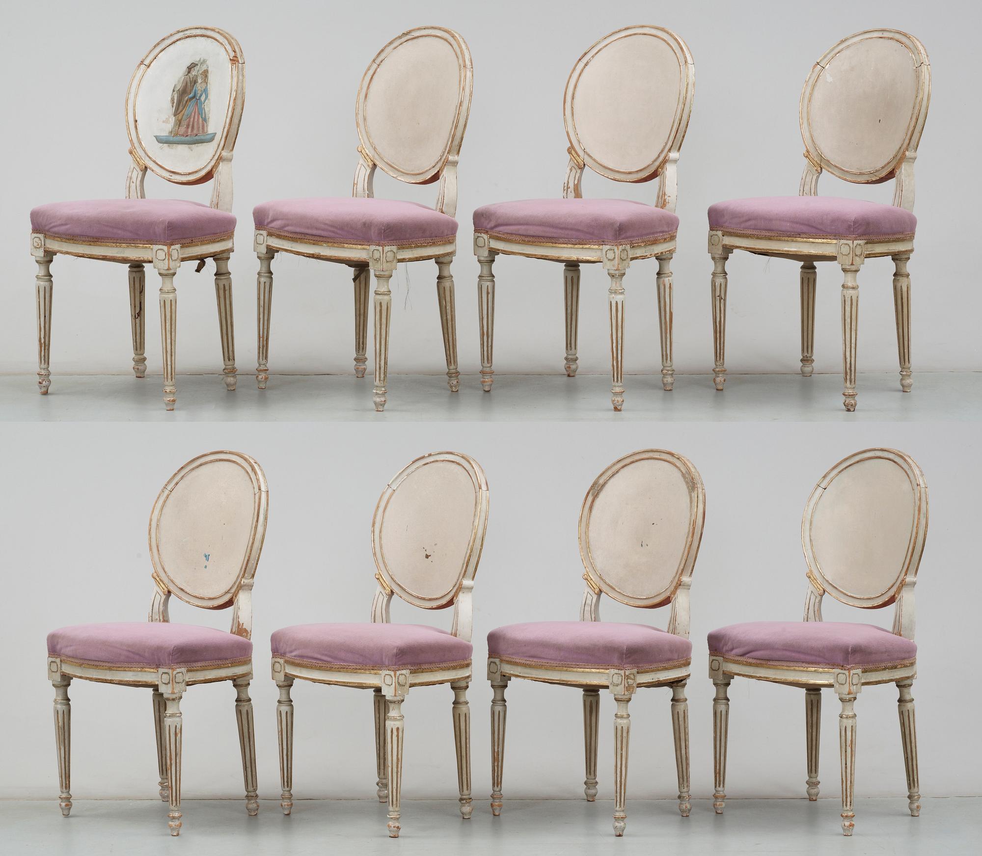 STOLAR, 8 st. Louis XVI-stil, 1800-tal.