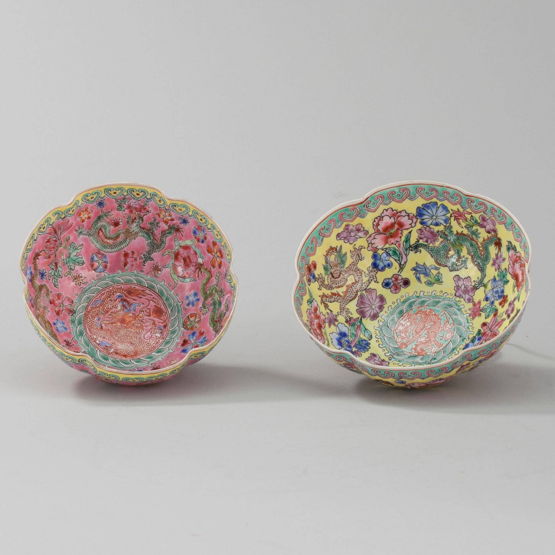 SKÅLAR, 2 st, Kina, äggskalsporslin, 1900-talets mitt.