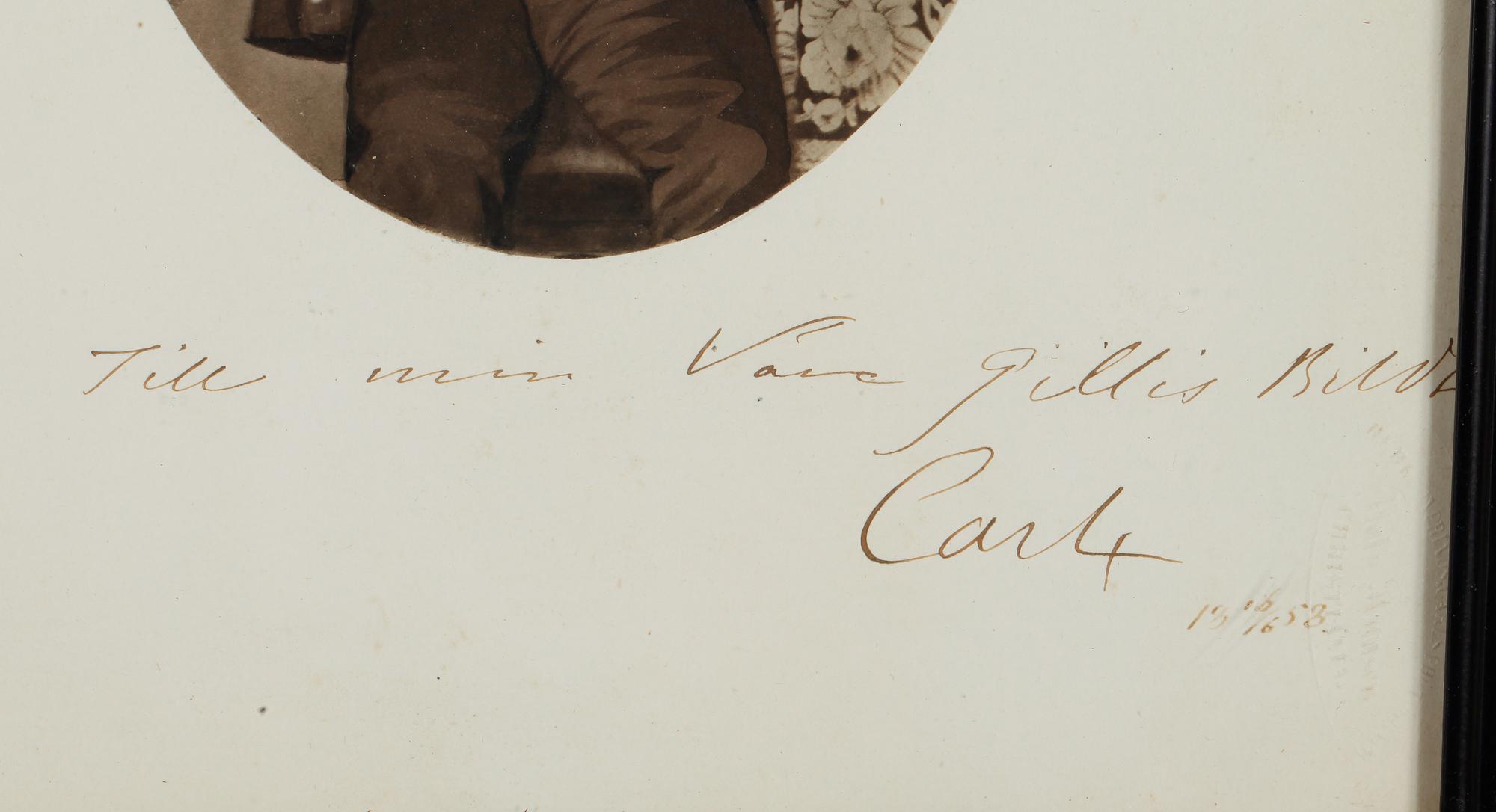 FOTOGRAFI med AUTOGRAF, Karl XV, daterat 16/5 1858.