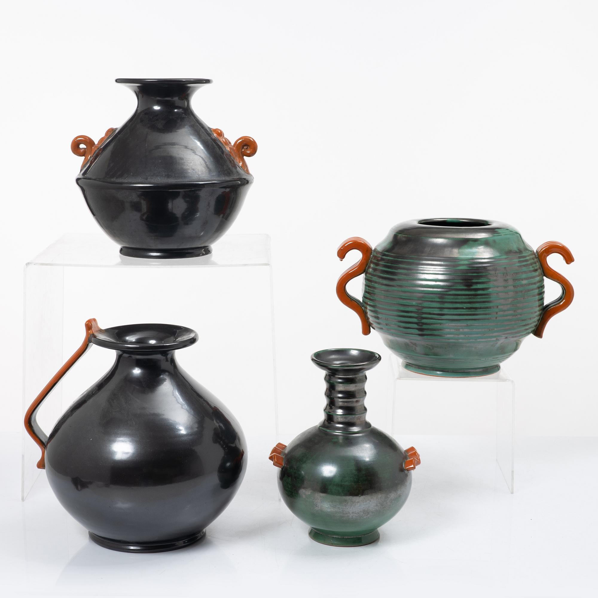 Four vases, Upsala Ekeby, 1930s.
