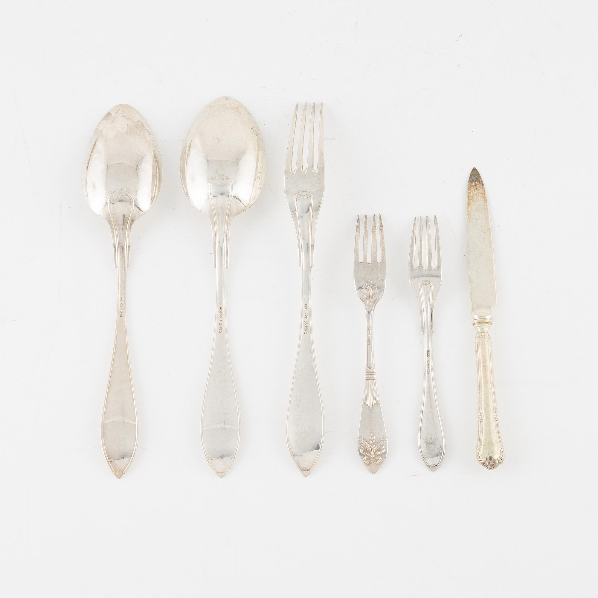 Bestickservisdelar, 25 st, bl.a. CG Hallberg, Stockholm 1938.