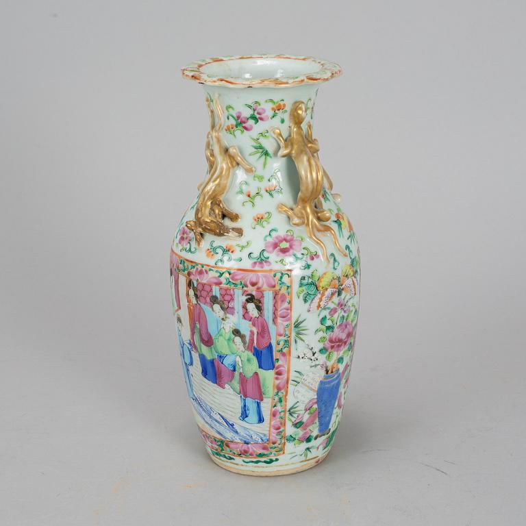 A famille rose Canton vase, Qing dynasty, 19th century.