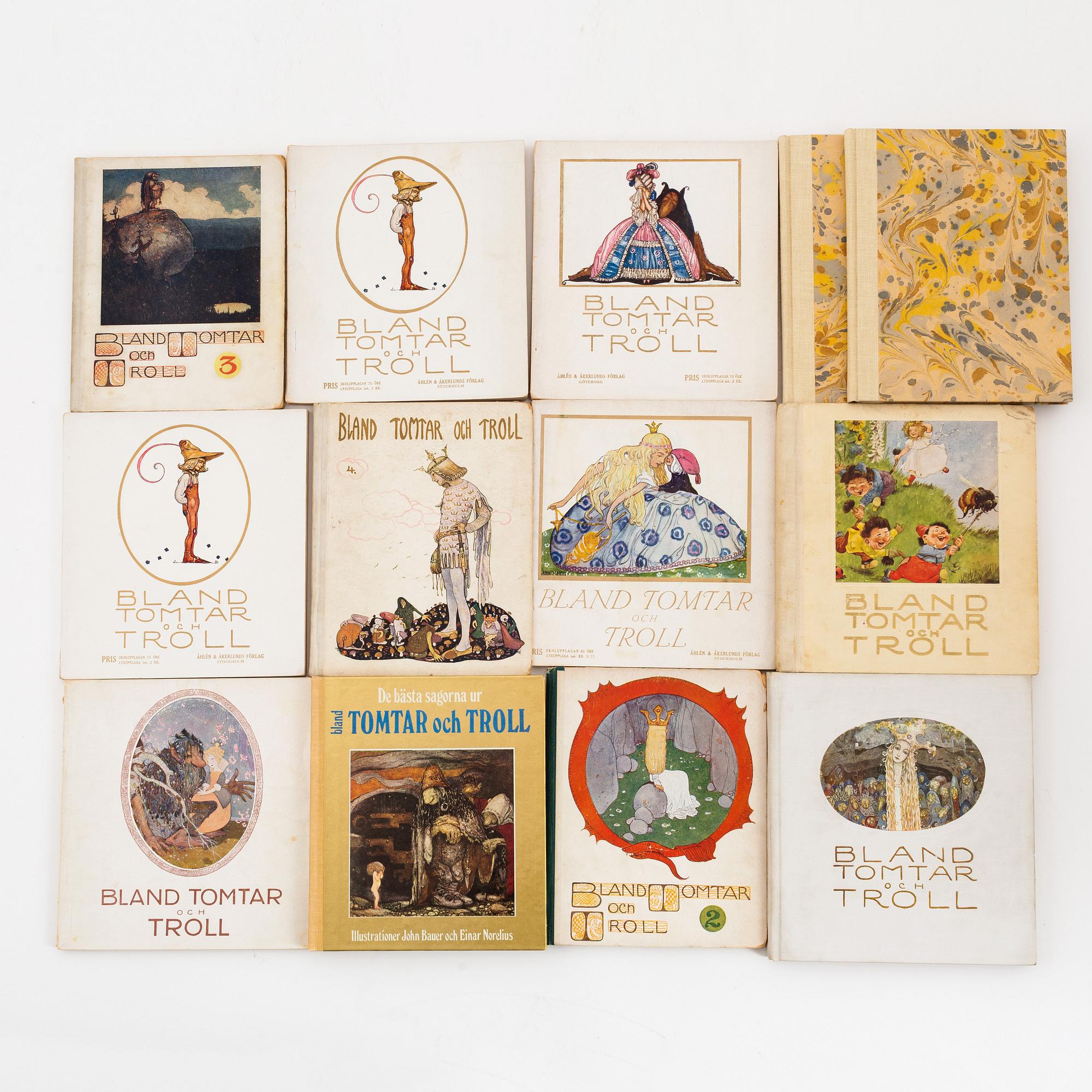 13 volumes 'Bland tomtar och troll', different publishers, 1907- late 20th century.