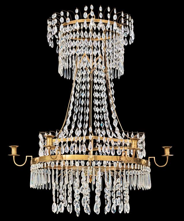 A late Gustavian circa 1800 seven-light chandelier.