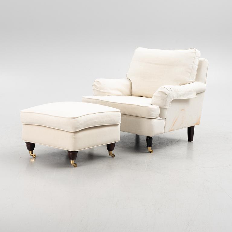 Armchair with footstool, Howard model, circa 2000.