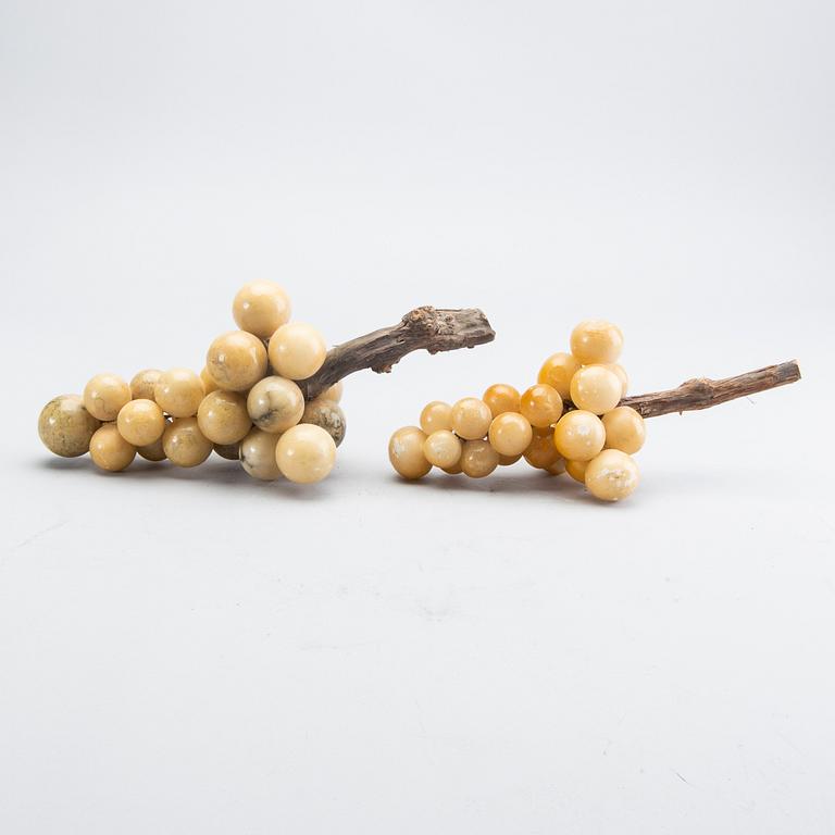 Table decorations, 2 parts, wood and alabaster, mid-20th century.