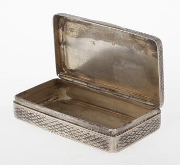 SNUSDOSA silver, oidentifierad mästare, Moskva, 1800-tal.