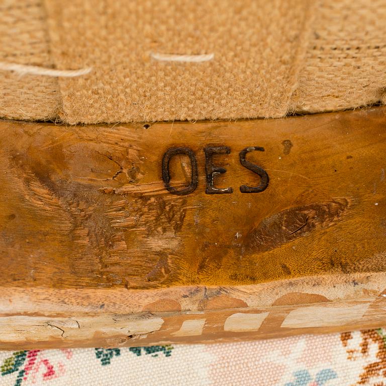 TABURETTER, ett par, ett par, märkta OES, Olof Ericsson, Strekered, Lindome, (1754-1808).