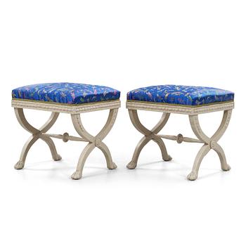 50. A pair of late Gustavian 1790's stools.